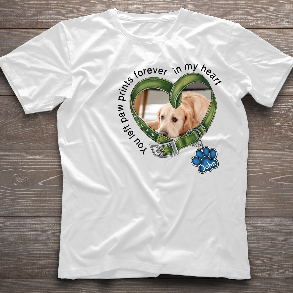Du hast für immer Pfotenabdrücke in meinem Herzen hinterlassen – personalisiertes Hunde-T-Shirt und Hoodie