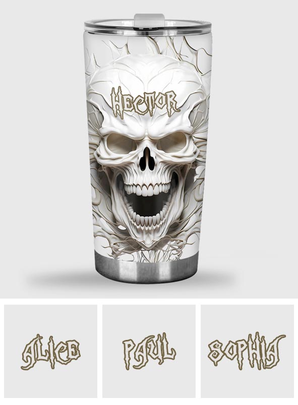 Weißer Totenkopf – Personalisierter Totenkopf-Trinkbecher