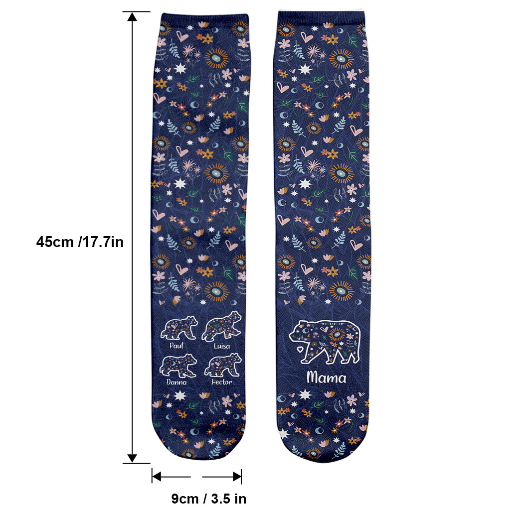 Mama Bear Floral - Personalized Mother Socks