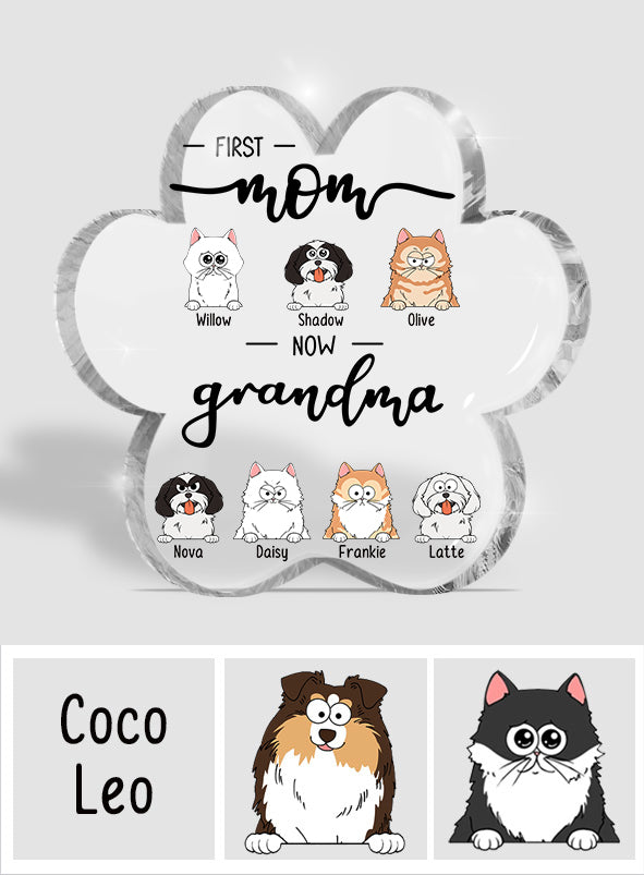 First Mom Now Grandma Cat Dog Pet Lover - Personalized Dog Custom Shaped Acrylic Plaque