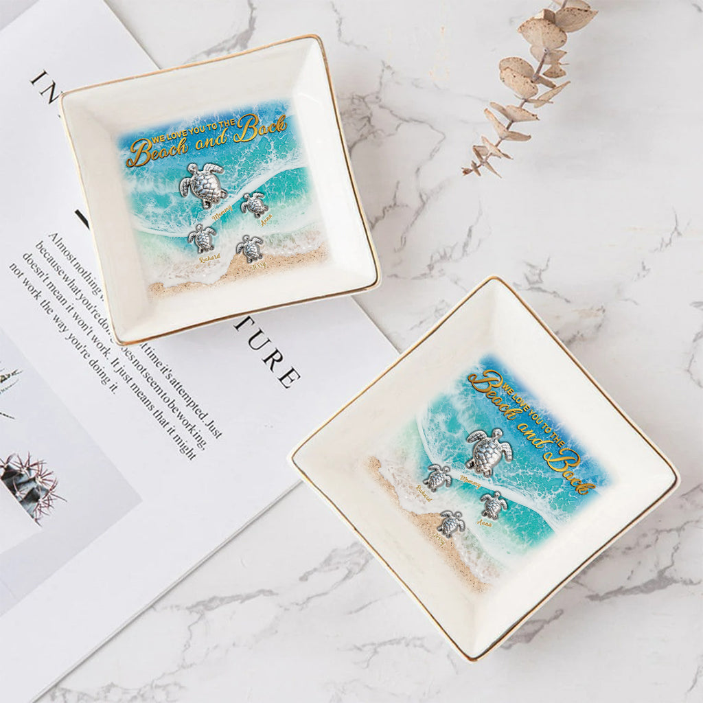 Wir lieben dich bis zum Strand und zurück – personalisierte Schildkröten-Schmuckschale