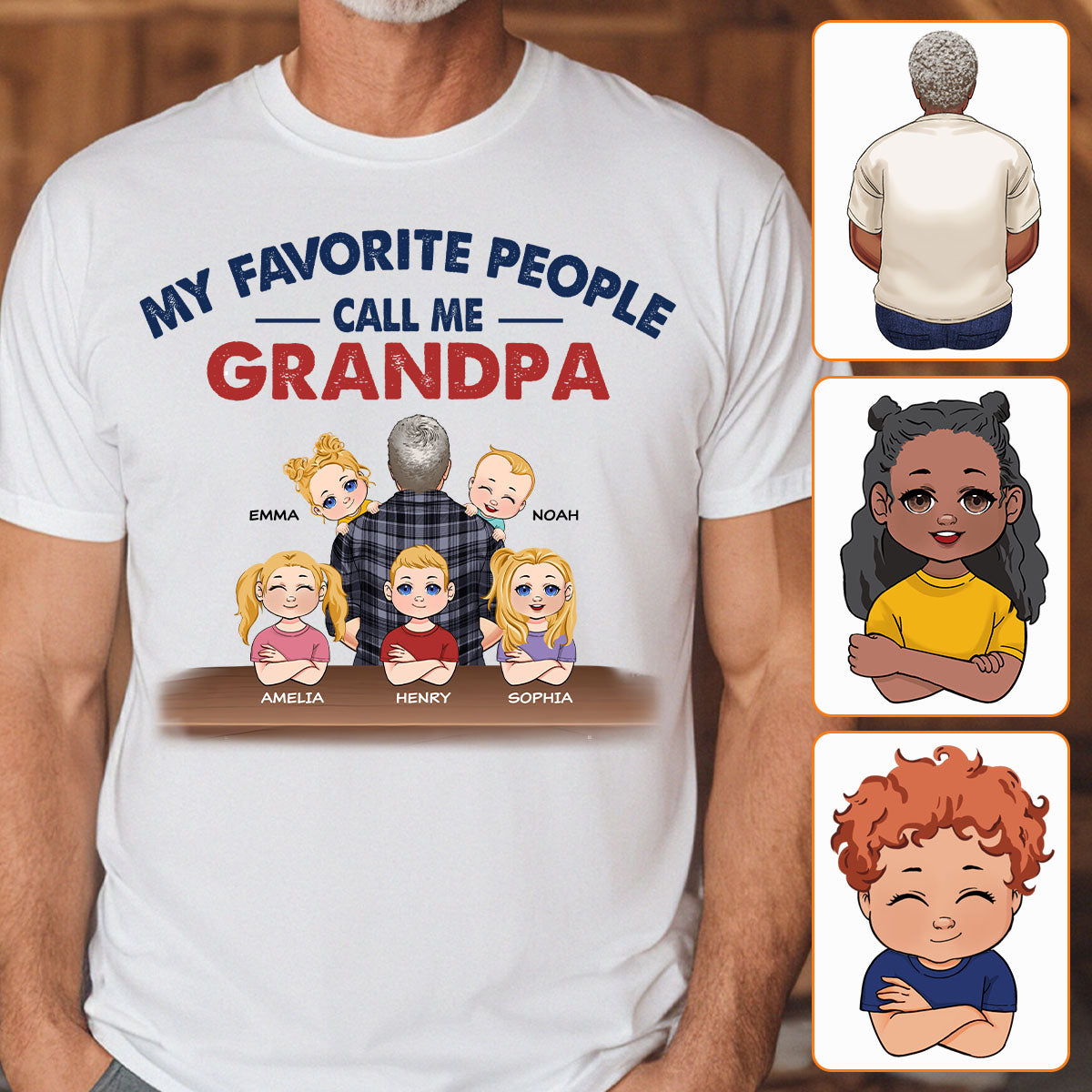 Meine Lieblingsmenschen nennen mich Opa – Personalisiertes Vater-T-Shirt und Hoodie