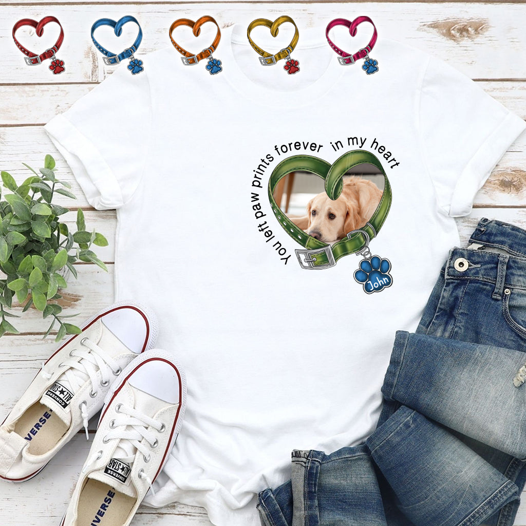 Du hast für immer Pfotenabdrücke in meinem Herzen hinterlassen – personalisiertes Hunde-T-Shirt und Hoodie