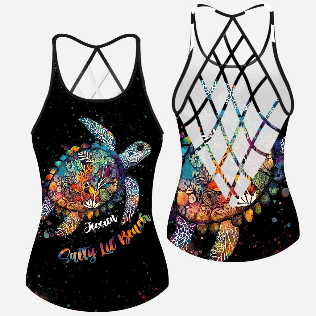 Salty Lil Beach - Personalisiertes Tanktop mit Schildkrötenkreuz