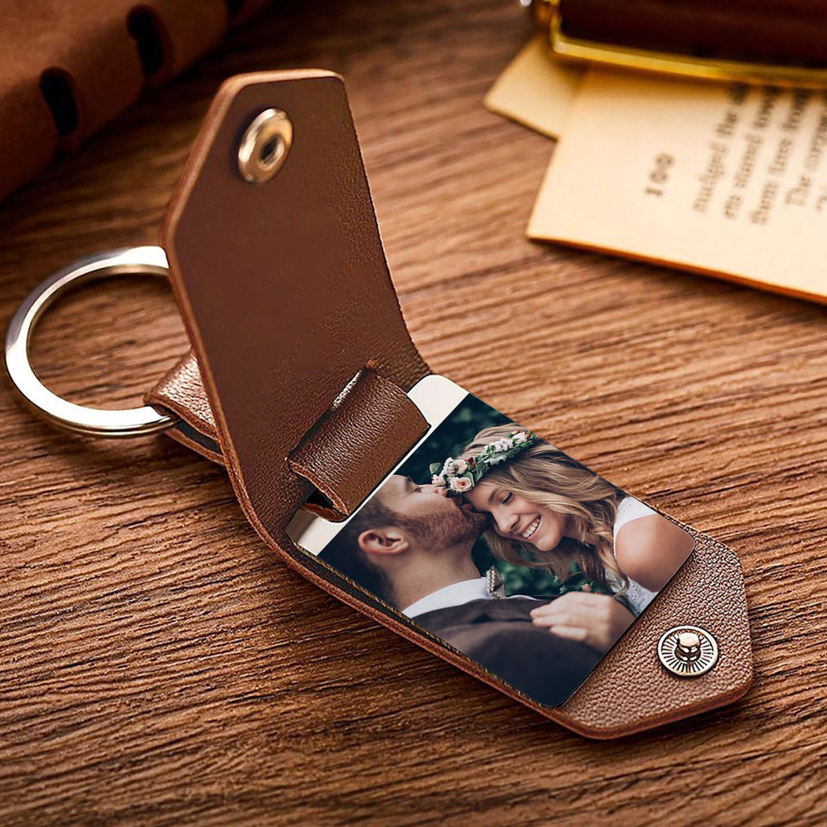 The Best Is Yet To Come - wedding gift for husband, wife, boyfriend, girlfriend - Personalized Leather Photo Keychain