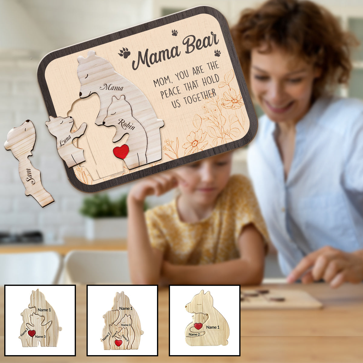 Mama, du bist das, was uns zusammenhält – Personalisiertes Puzzle mit dem Namen Mama