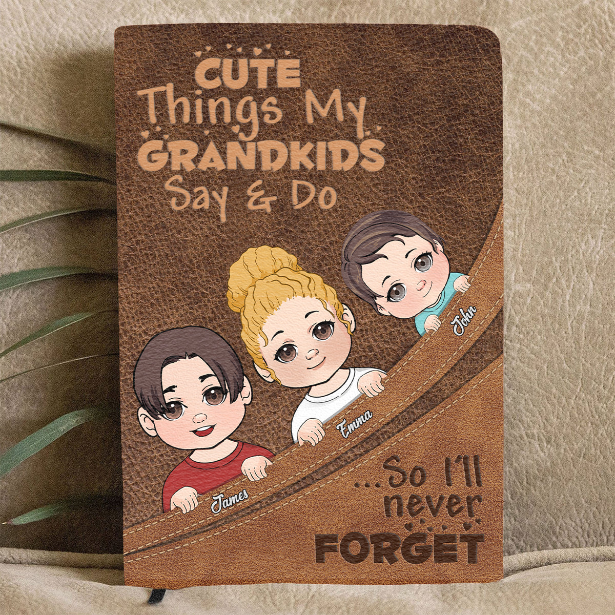 Süße Dinge, die meine Enkelkinder sagen und tun – Personalisiertes Oma-Lederjournal