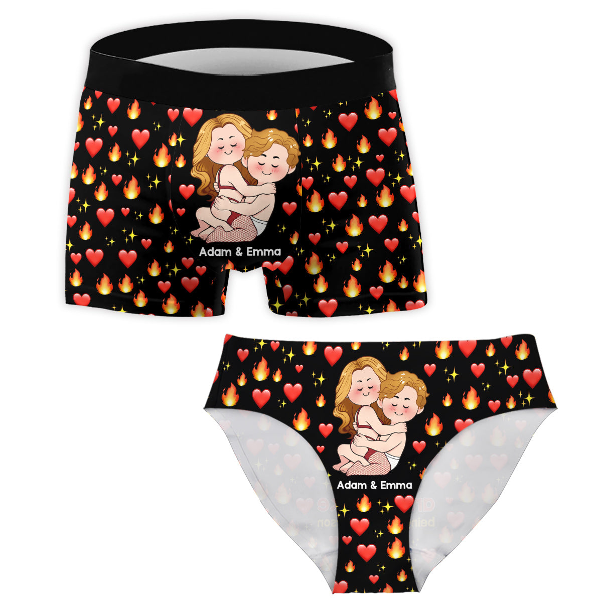 Danke, dass du so heiß bist – personalisierte Damen-Slips und Herren-Boxershorts für Paare