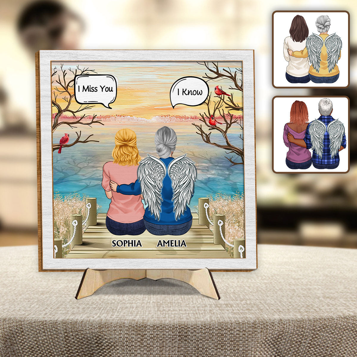 Ich vermisse dich, ich weiß – personalisiertes Gedenkschild aus zweilagigem Holz / Holzplakette