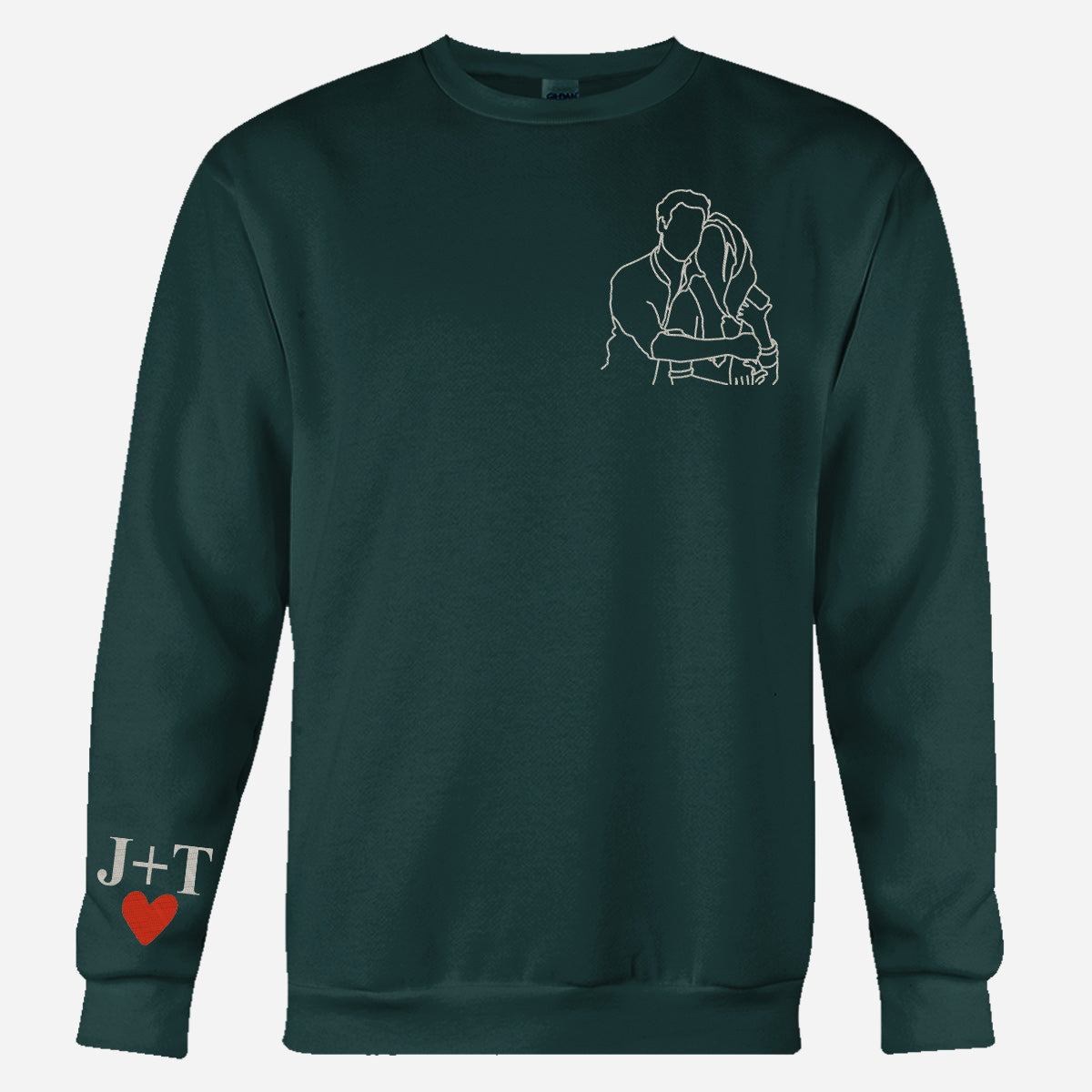 Individuelle Foto-Linienzeichnung – Personalisierter, bestickter Pullover für Paare