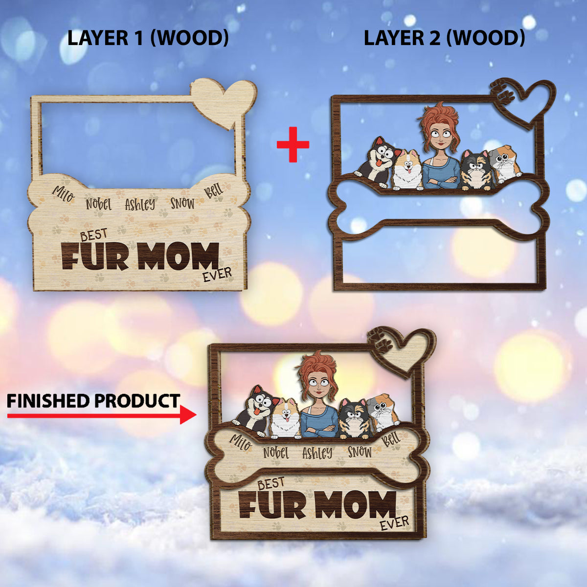 Beste Hundemama und bester Hundepapa aller Zeiten - Personalisiertes zweilagiges Holzschild / Holzplakette