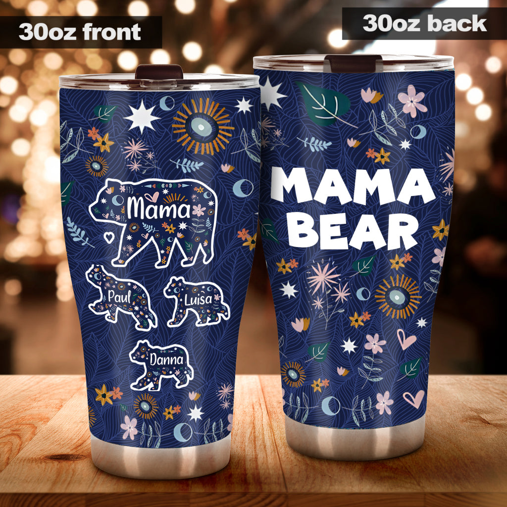 Mama Bear Floral – Personalisierter Mutter-Trinkbecher