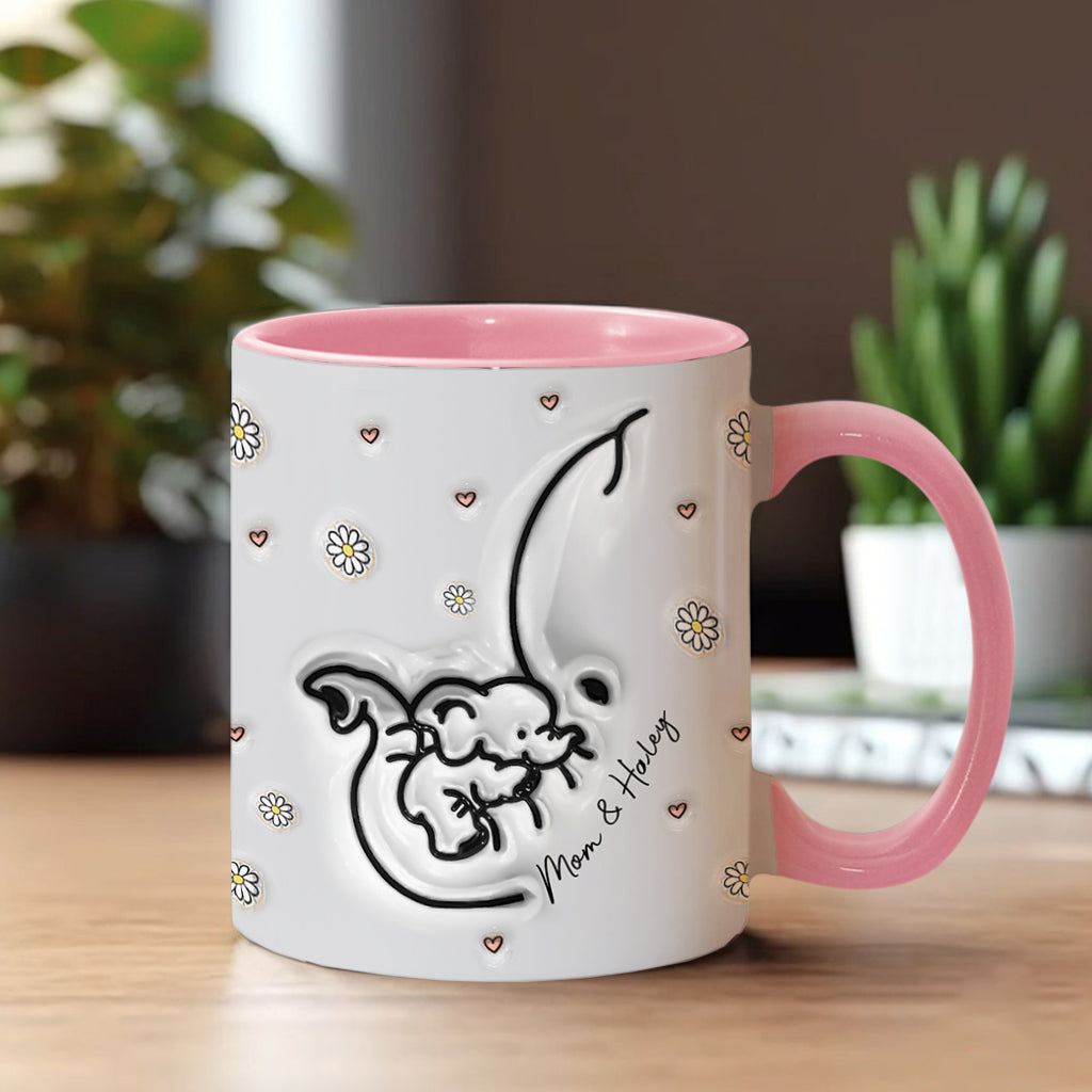 Mutter, Tochter und Sohn – für immer verbunden – Aufblasbarer Elefant – Personalisierte Tasse mit Muttermotiv