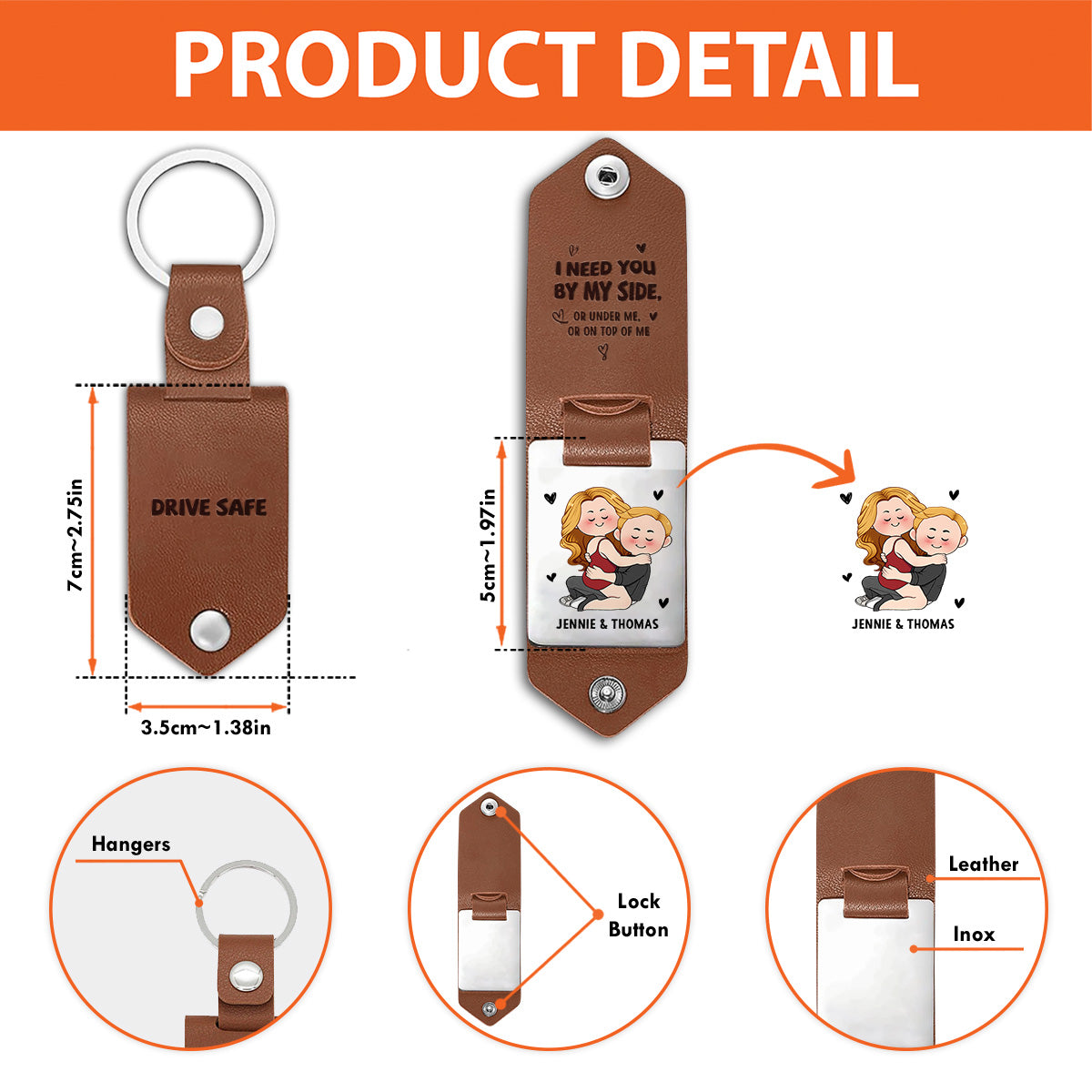 Fahr vorsichtig, ich brauche dich – Personalisierter Leder-Schlüsselanhänger mit Partnerfoto