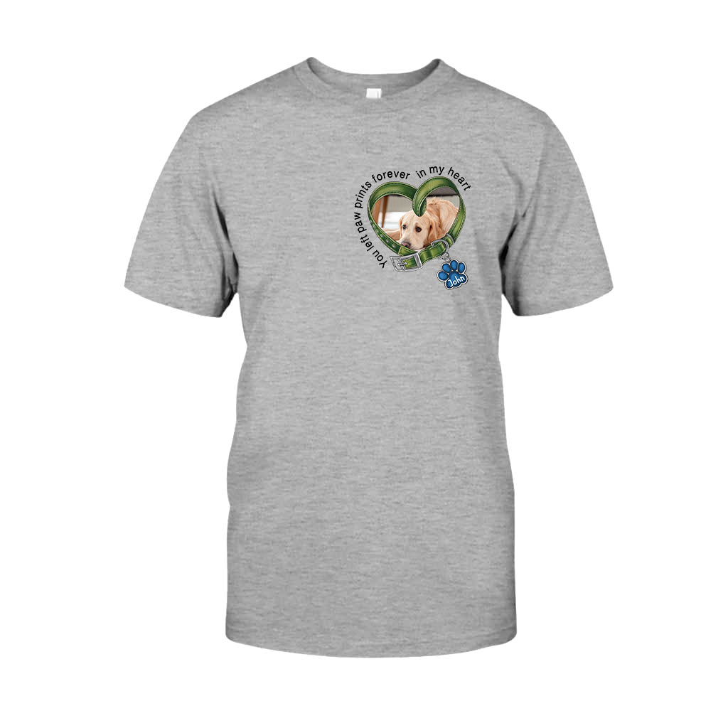 Du hast für immer Pfotenabdrücke in meinem Herzen hinterlassen – personalisiertes Hunde-T-Shirt und Hoodie