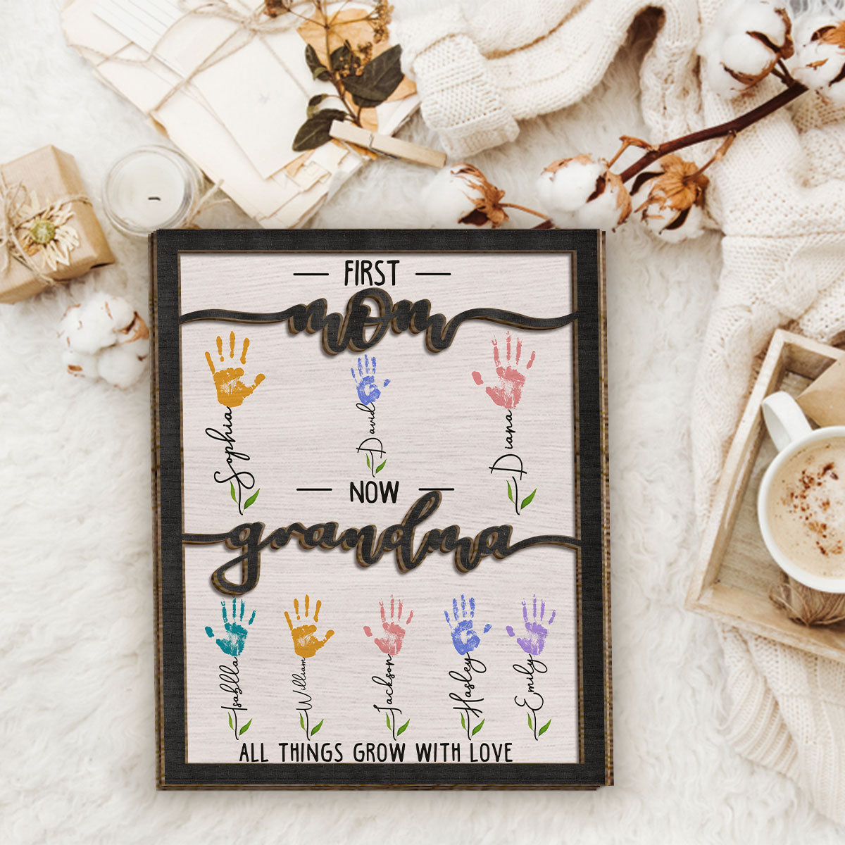 First Mom Now Grandma - Personalized Mother 2 Layered Wood Sign / Wood Plaque