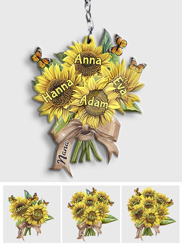 Omas Sonnenblumen – Personalisierter Oma-Schlüsselanhänger