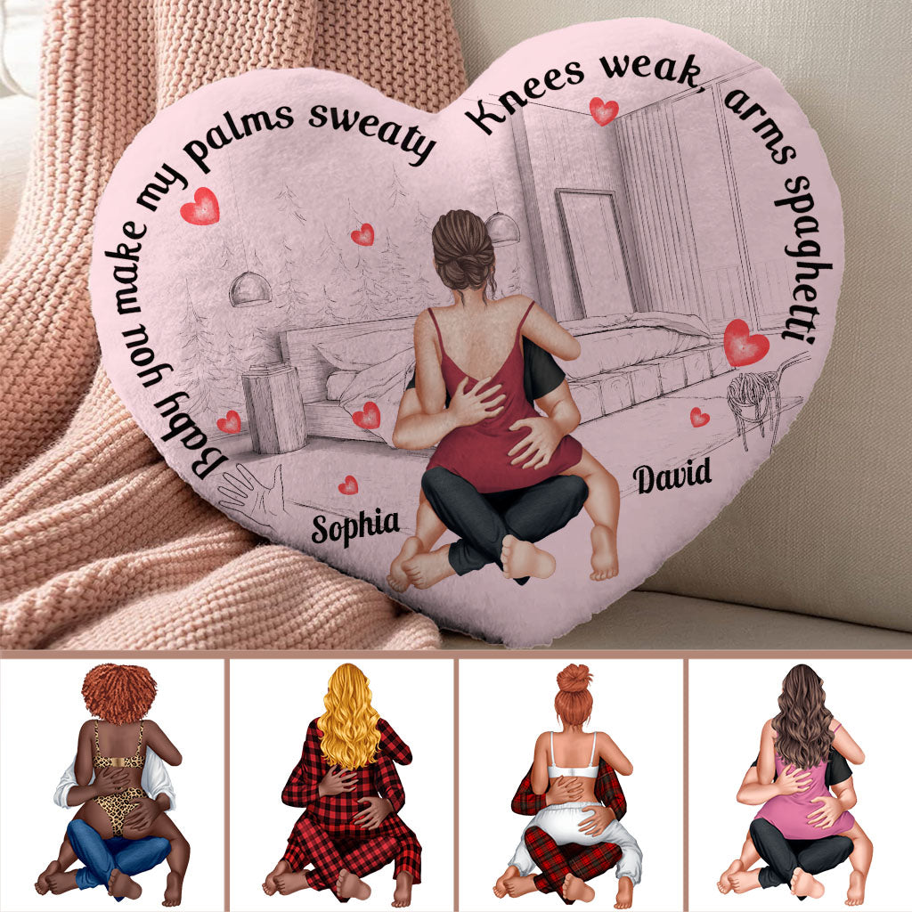 Baby, du bringst meine Handflächen zum Schwitzen – personalisiertes Kissen in Pärchenform