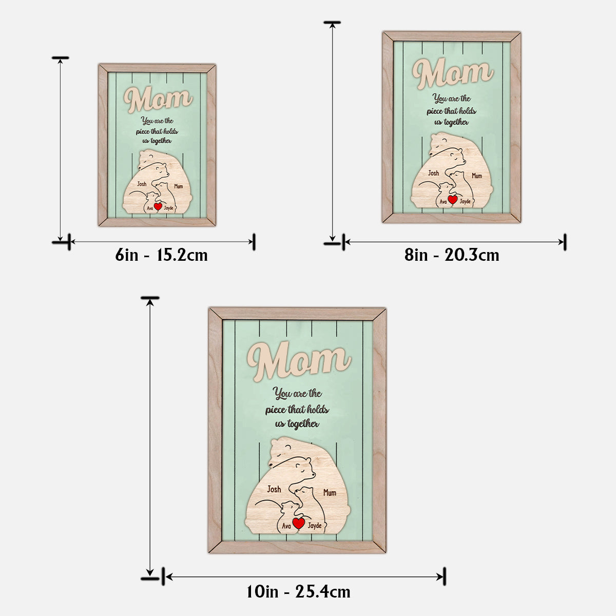 Du bist das Band, das uns zusammenhält, Mama Bär – Personalisiertes zweilagiges Holzschild/Holzplakette für Mütter