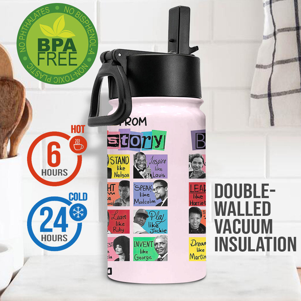 Was wir über die Geschichte der Schwarzen lernen – Personalisierte Wasserflasche für afroamerikanische Kinder