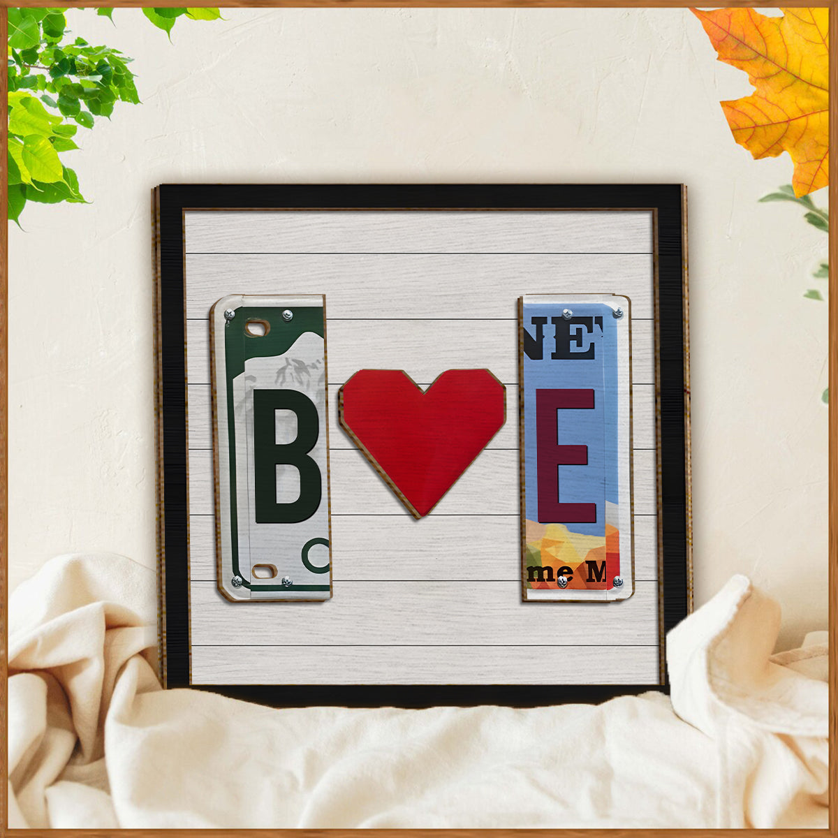 Kennzeichen mit beliebigen Buchstaben - Personalisiertes zweilagiges Holzschild für Paare / Holzplakette