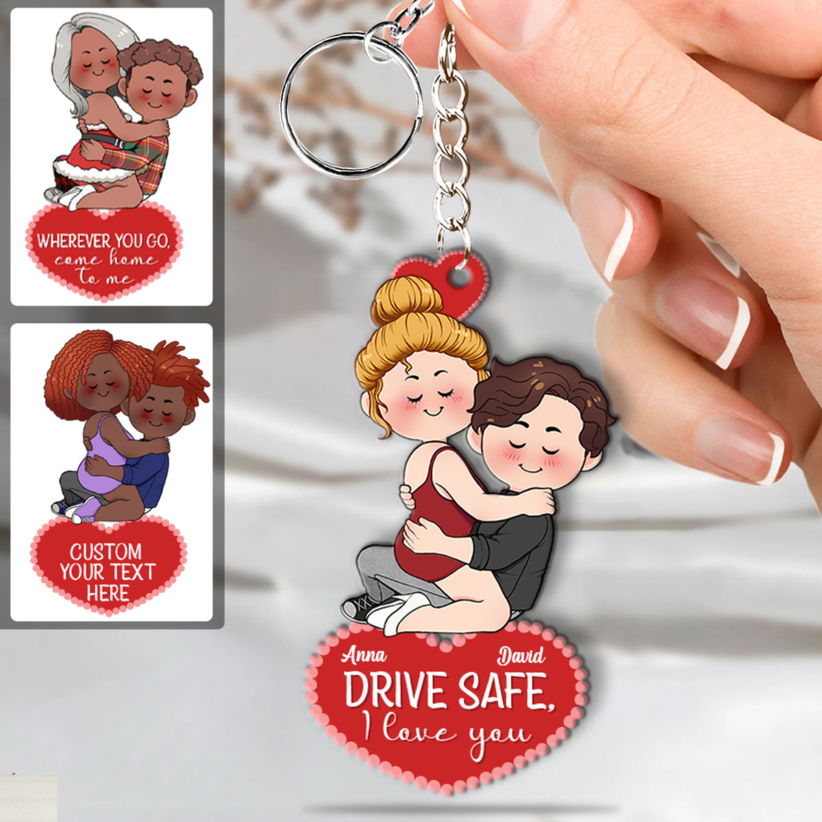 Fahr vorsichtig, ich liebe dich – Personalisierter Schlüsselanhänger für Paare