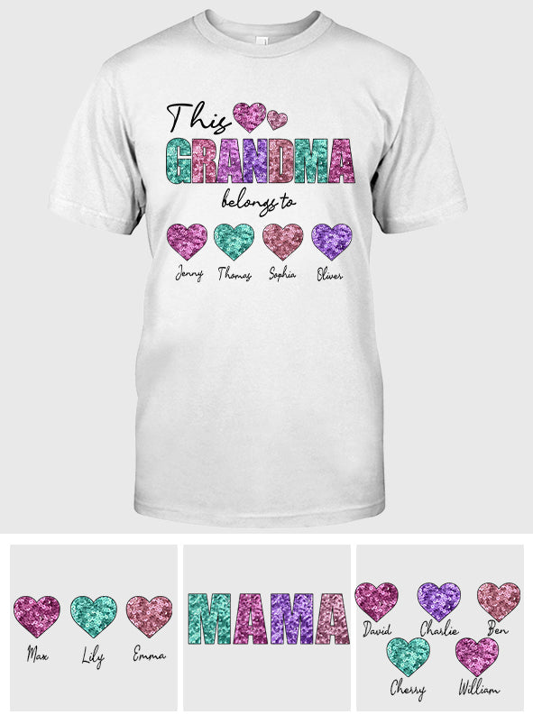 Dieses Mama-/Oma-Shirt gehört ins Herz – personalisiertes Mutter-T-Shirt und Hoodie