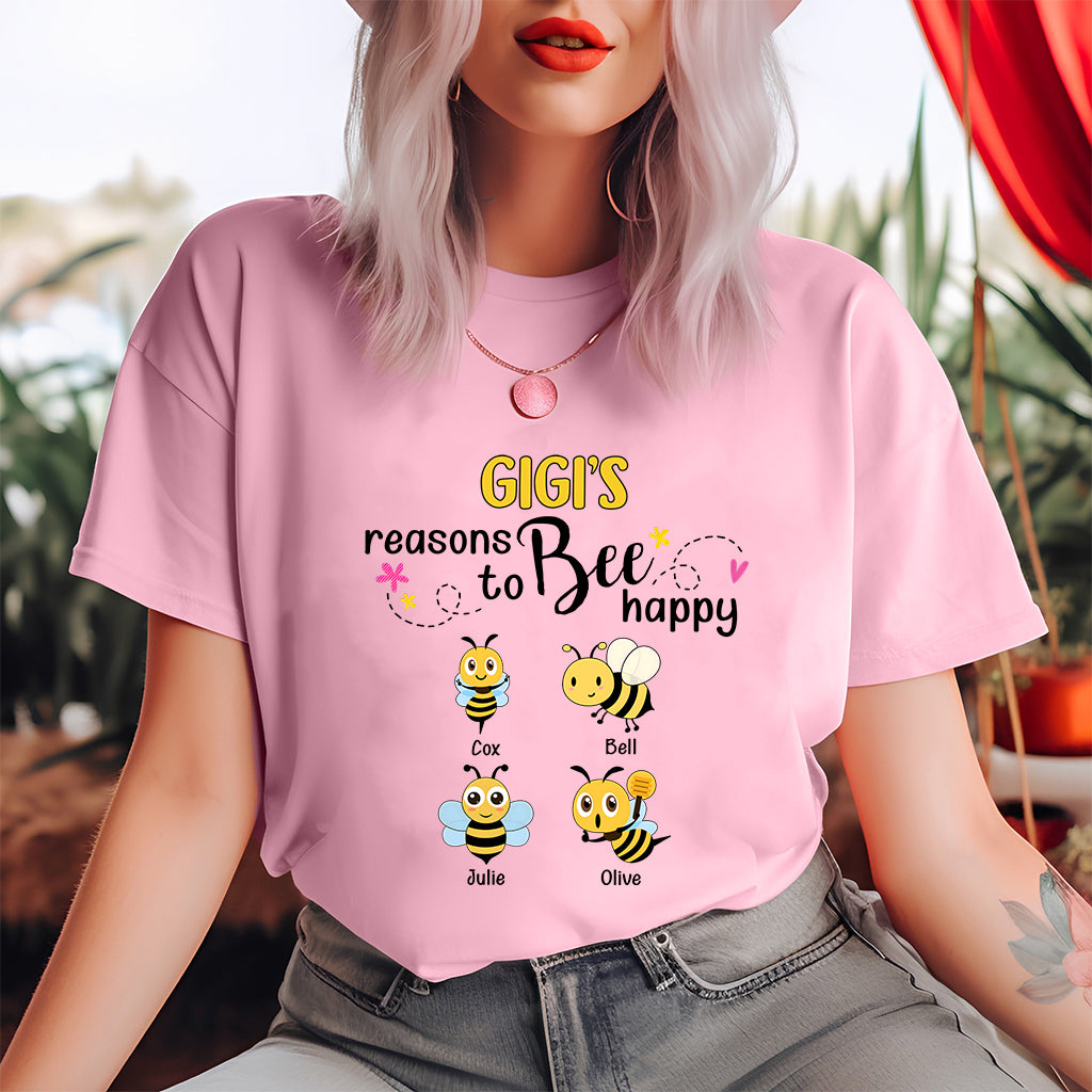 Grandma's Reasons To Bee Happy - Personalized Bee T-shirt And Hoodie
