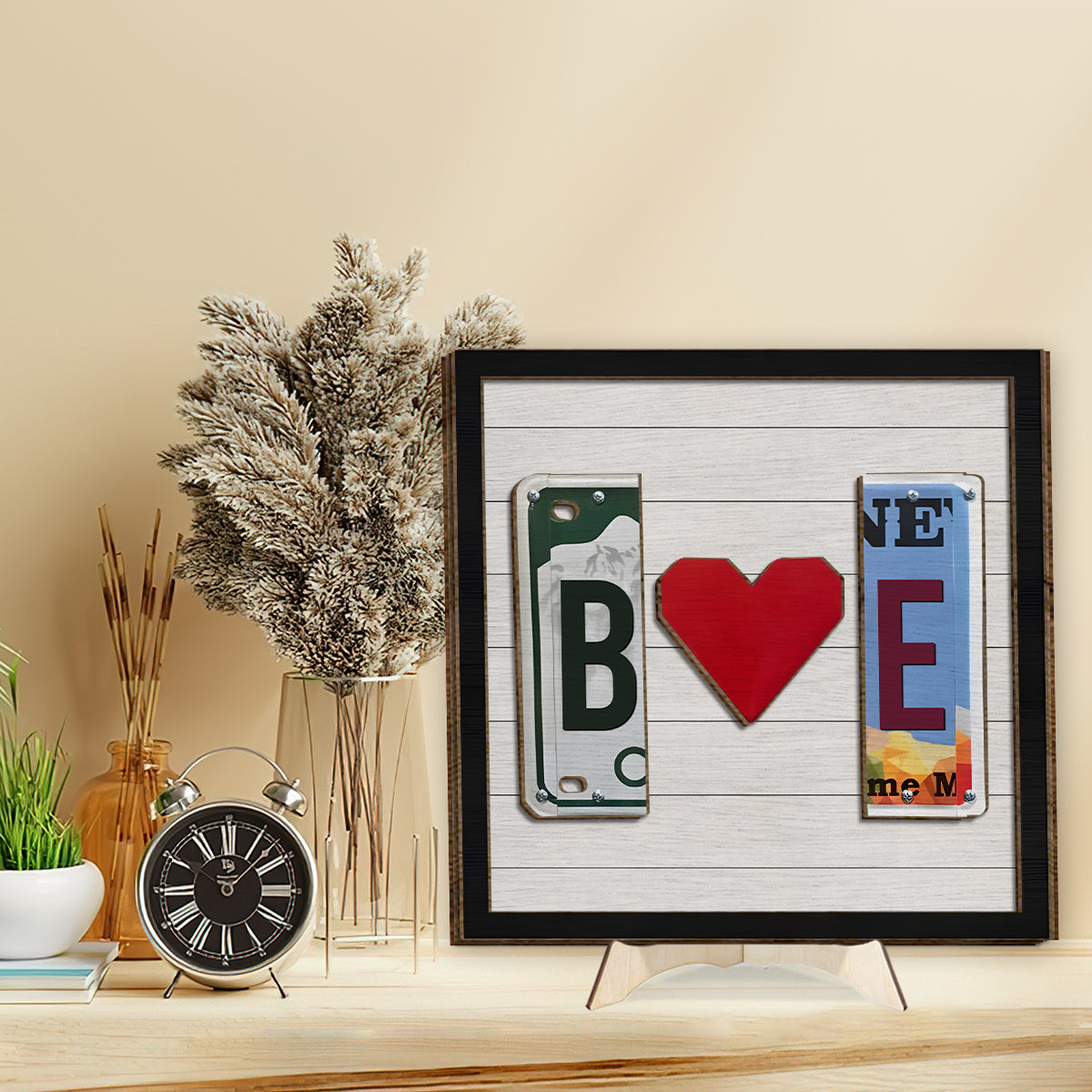 Kennzeichen mit beliebigen Buchstaben - Personalisiertes zweilagiges Holzschild für Paare / Holzplakette