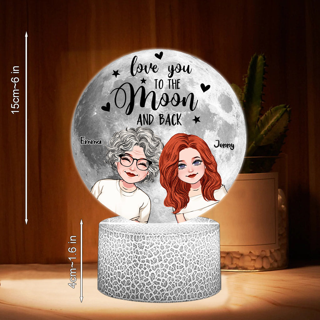Ich liebe dich bis zum Mond und zurück – Personalisierte, mutterförmige Plakettenleuchte