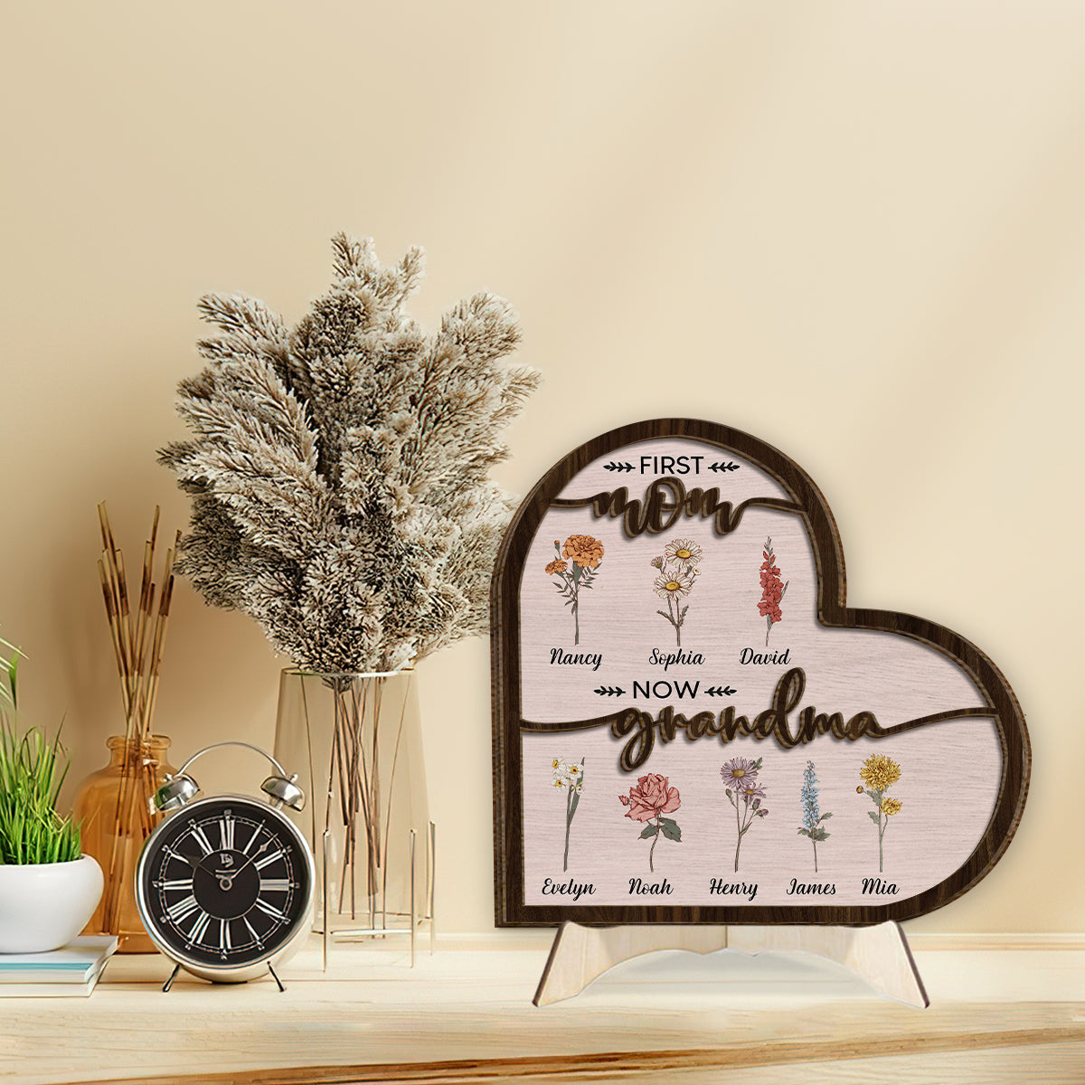 Erst Mama, jetzt Oma – Personalisiertes zweilagiges Holzschild „Oma“ / Holzplakette