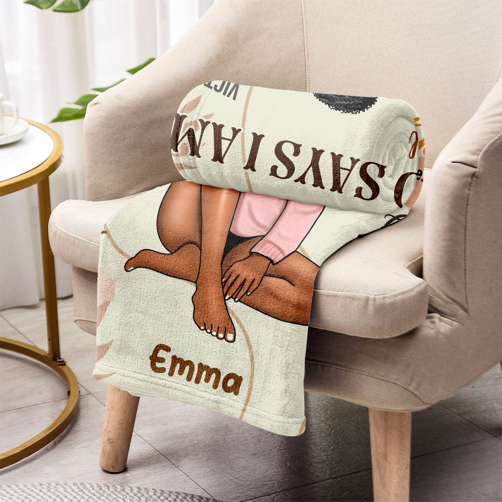 God Says I Am - Personalized African American Blanket