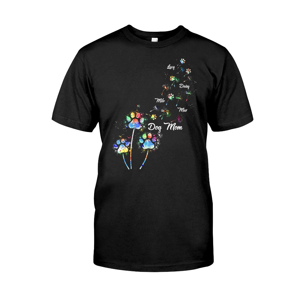 Hundemama/Katzenmama/Haustiermama Buntes Löwenzahn-Motiv – Personalisiertes Hunde-T-Shirt und Hoodie
