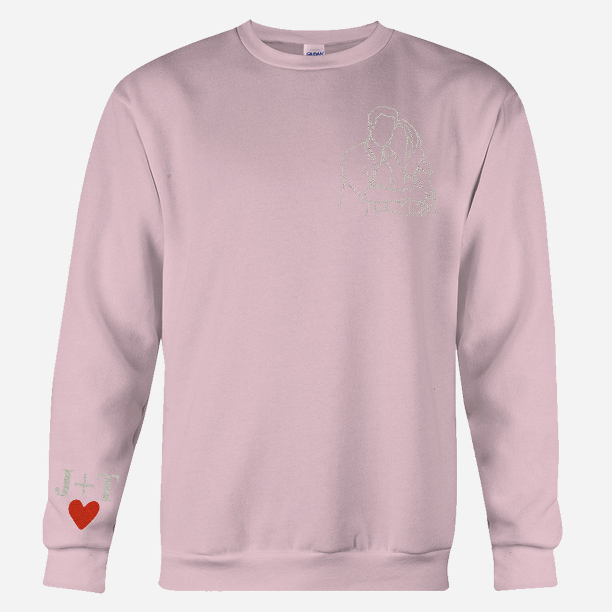 Individuelle Foto-Linienzeichnung – Personalisierter, bestickter Pullover für Paare