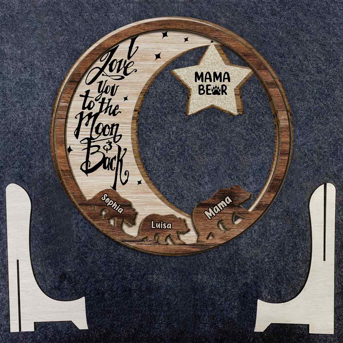 Mama Bär – Individuell gestaltbares, zweilagiges Holzschild „Mutter“ / Holzplakette