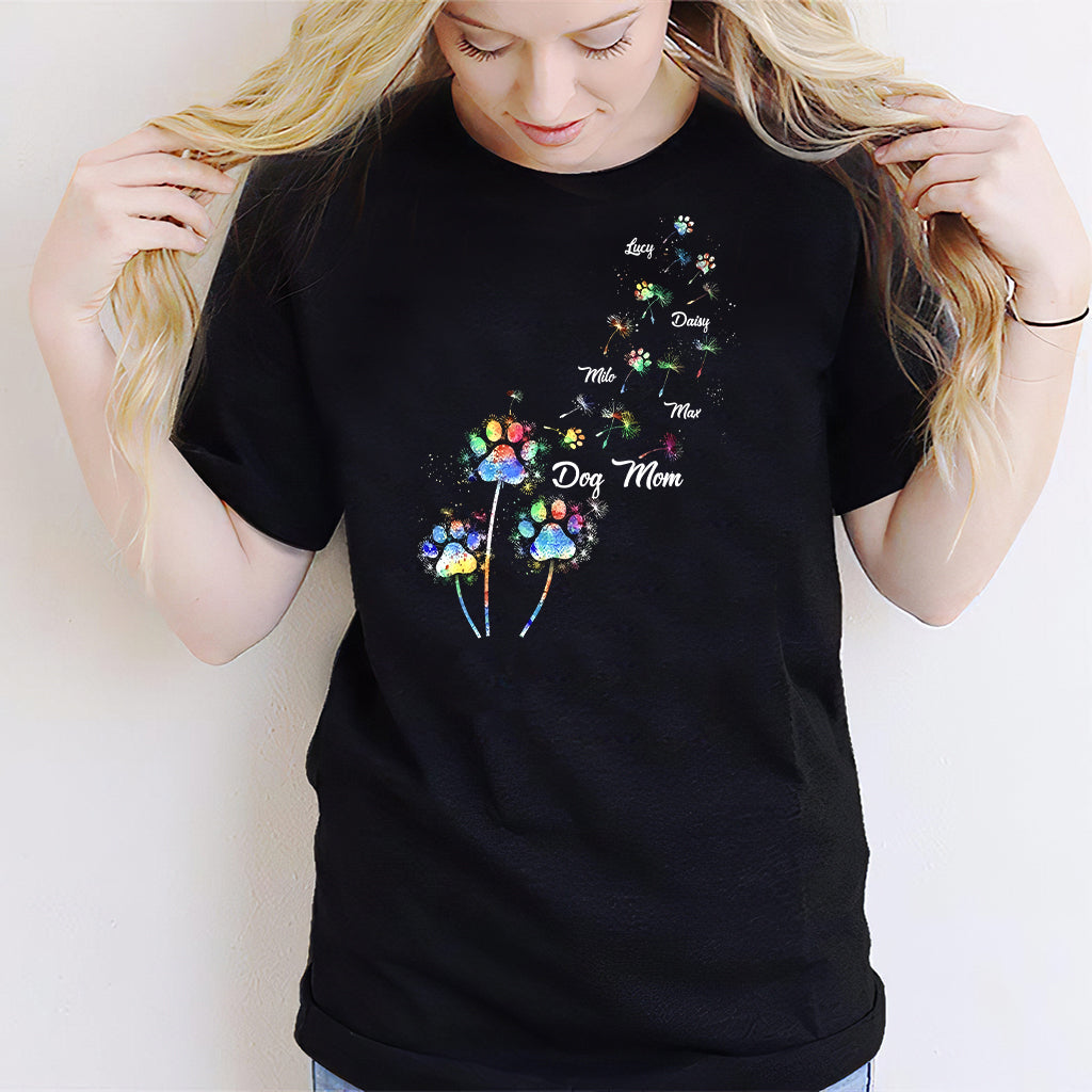 Hundemama/Katzenmama/Haustiermama Buntes Löwenzahn-Motiv – Personalisiertes Hunde-T-Shirt und Hoodie
