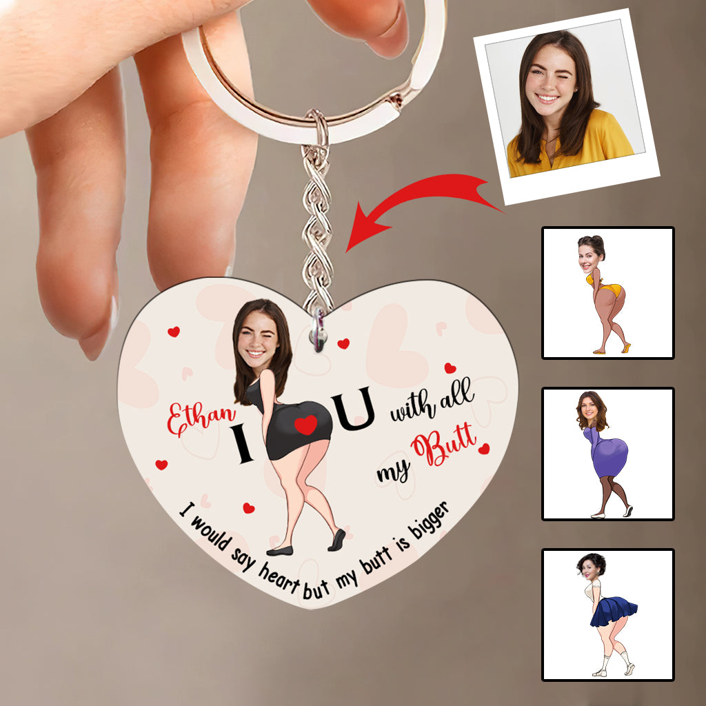 Ich liebe dich von ganzem Herzen – Personalisierter Schlüsselanhänger mit Foto und Namen für Paare