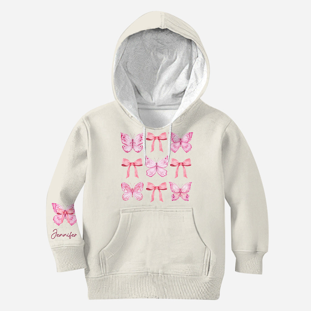 Pink Ribbon Coquette Bow Watercolor Butterfly - Personalized Butterfly All Over Shirt