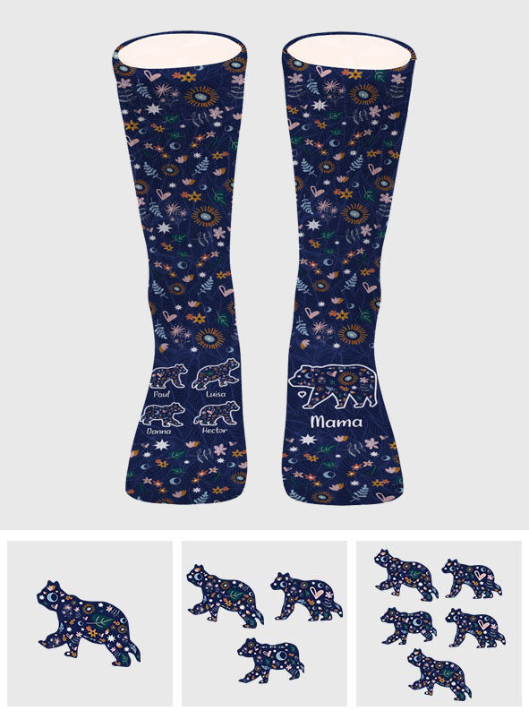 Mama Bear Floral - Personalized Mother Socks