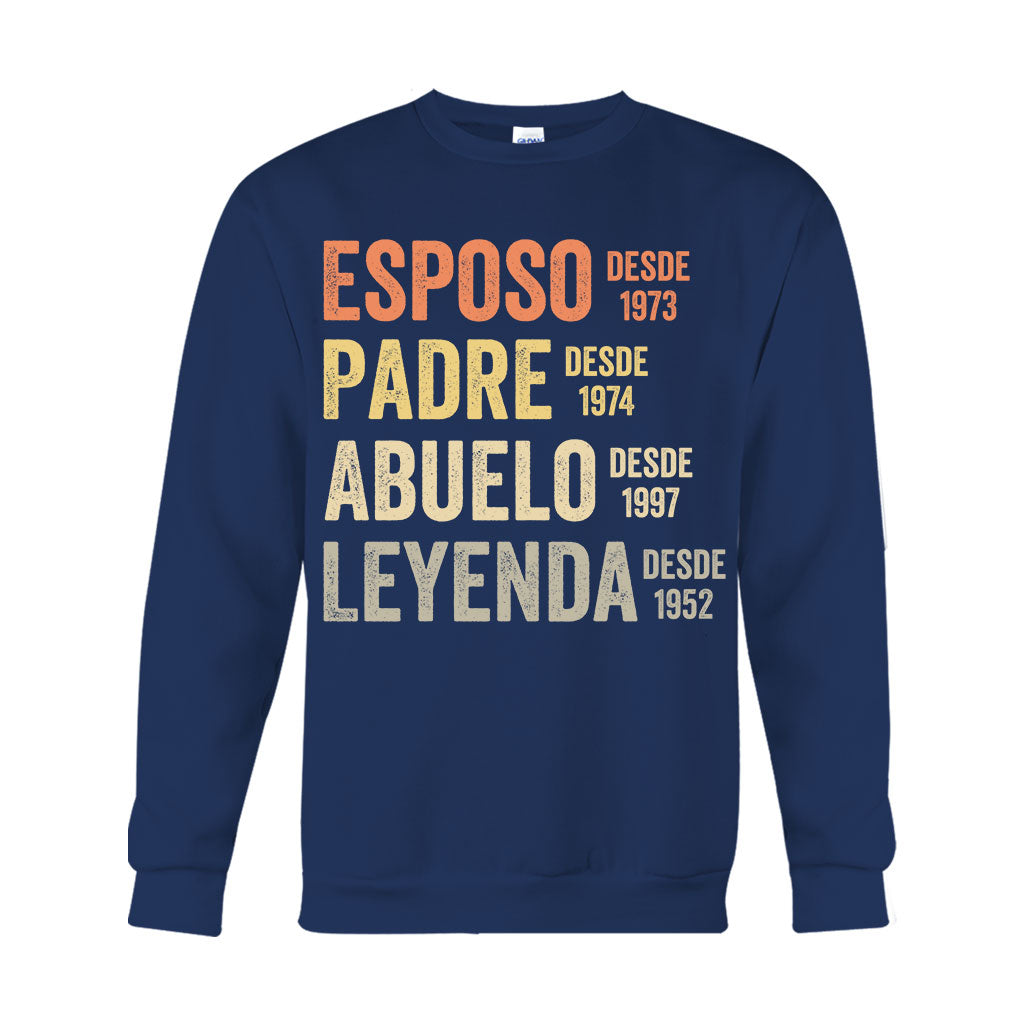 Esposo Padre Abuelo Leyenda - Personalisiertes Vater-T-Shirt und Kapuzenpullover