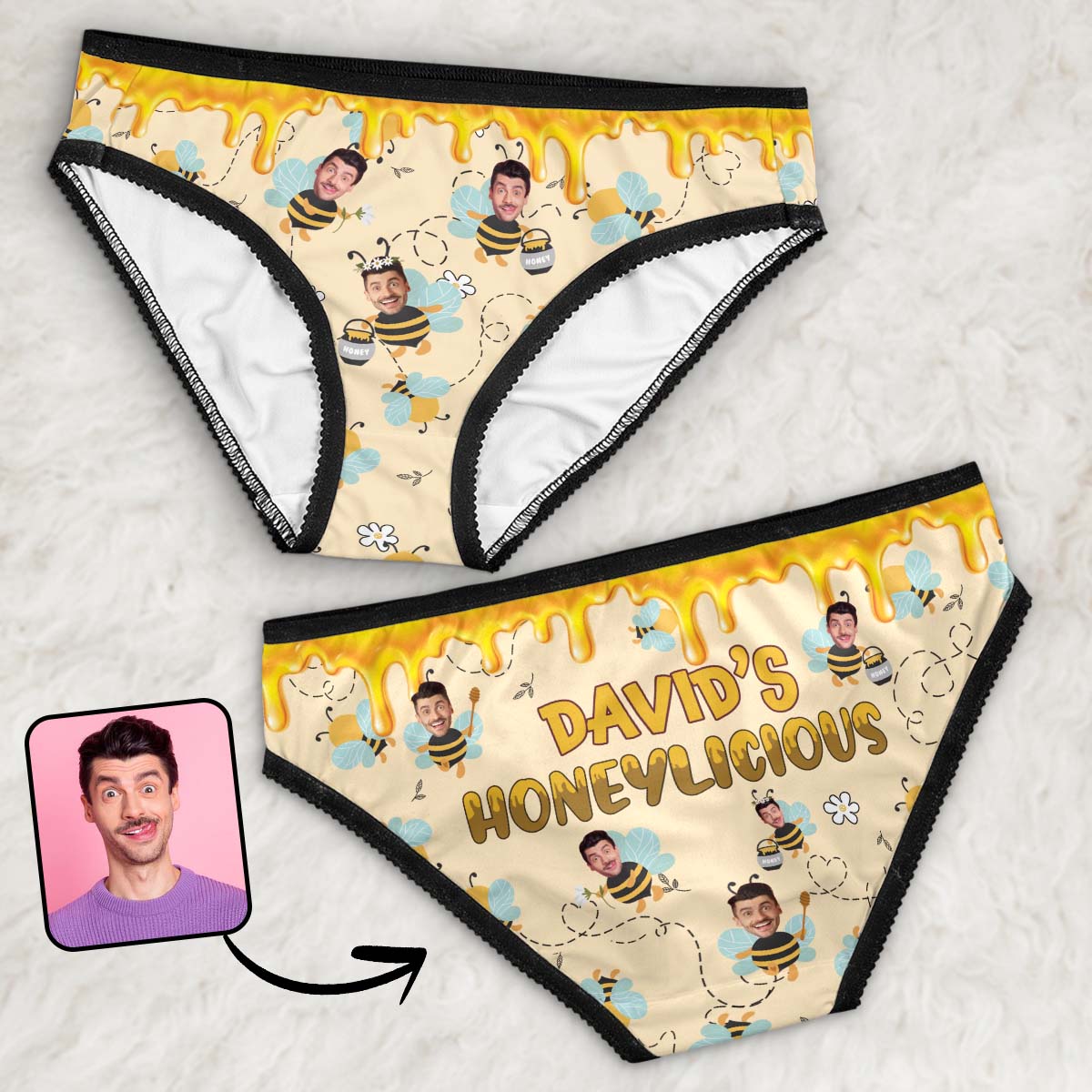 My Honeylicious – Personalisierte Damen-Slips mit Spitzenbordüre für Paare
