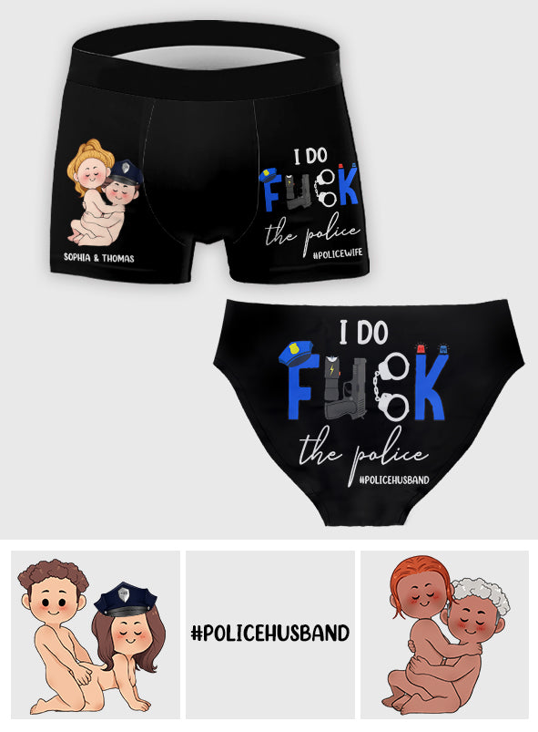 Ich liebe die Polizei – Personalisierte Slips für Paare (Damen) und Boxershorts für Herren