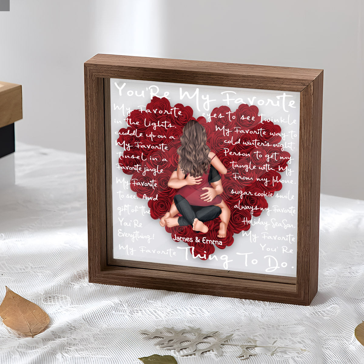 Du bist mein Liebling – Personalisierte Blumen-Schattenbox für Paare