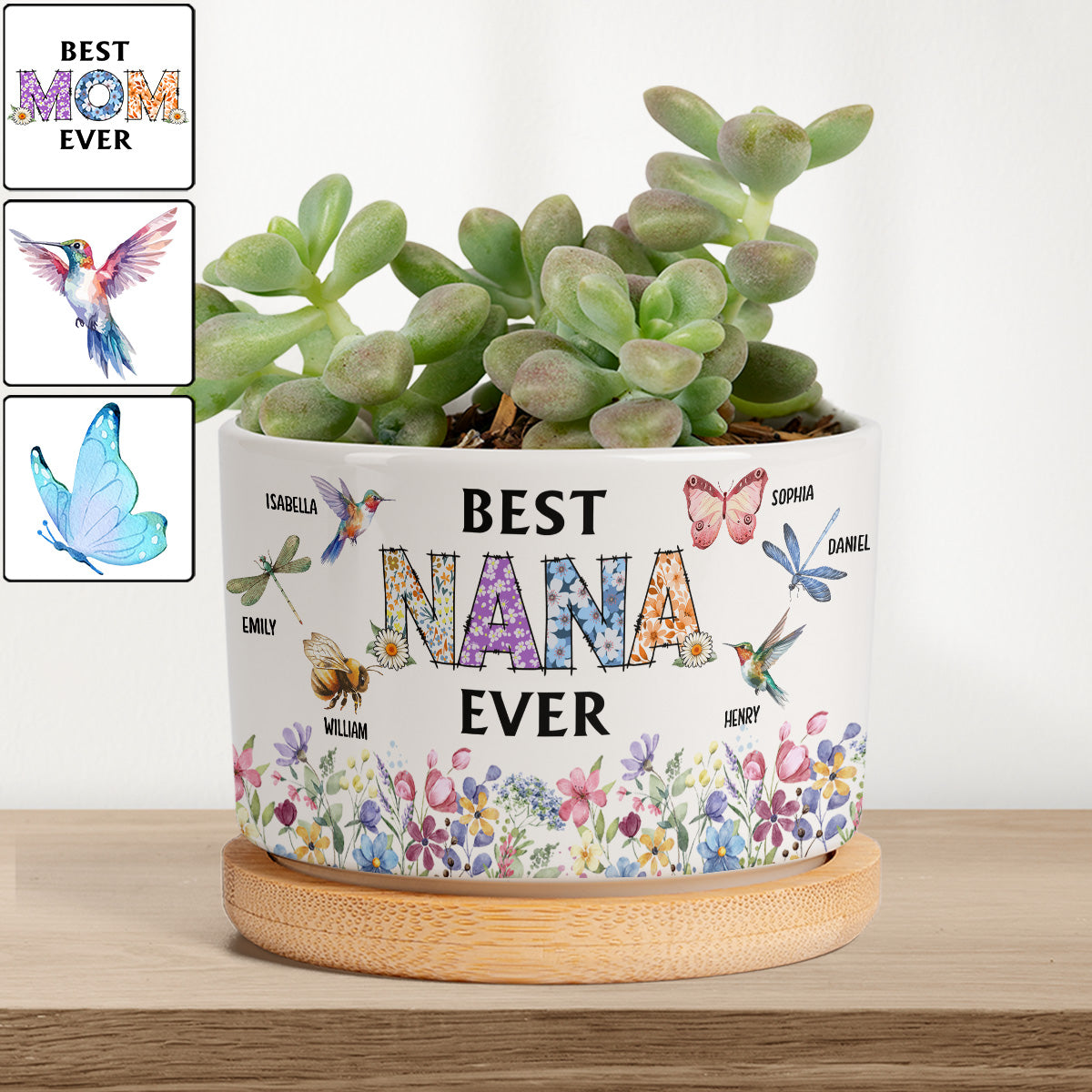 Beste Mama, Oma aller Zeiten – Personalisierter Keramik-Blumentopf für Oma