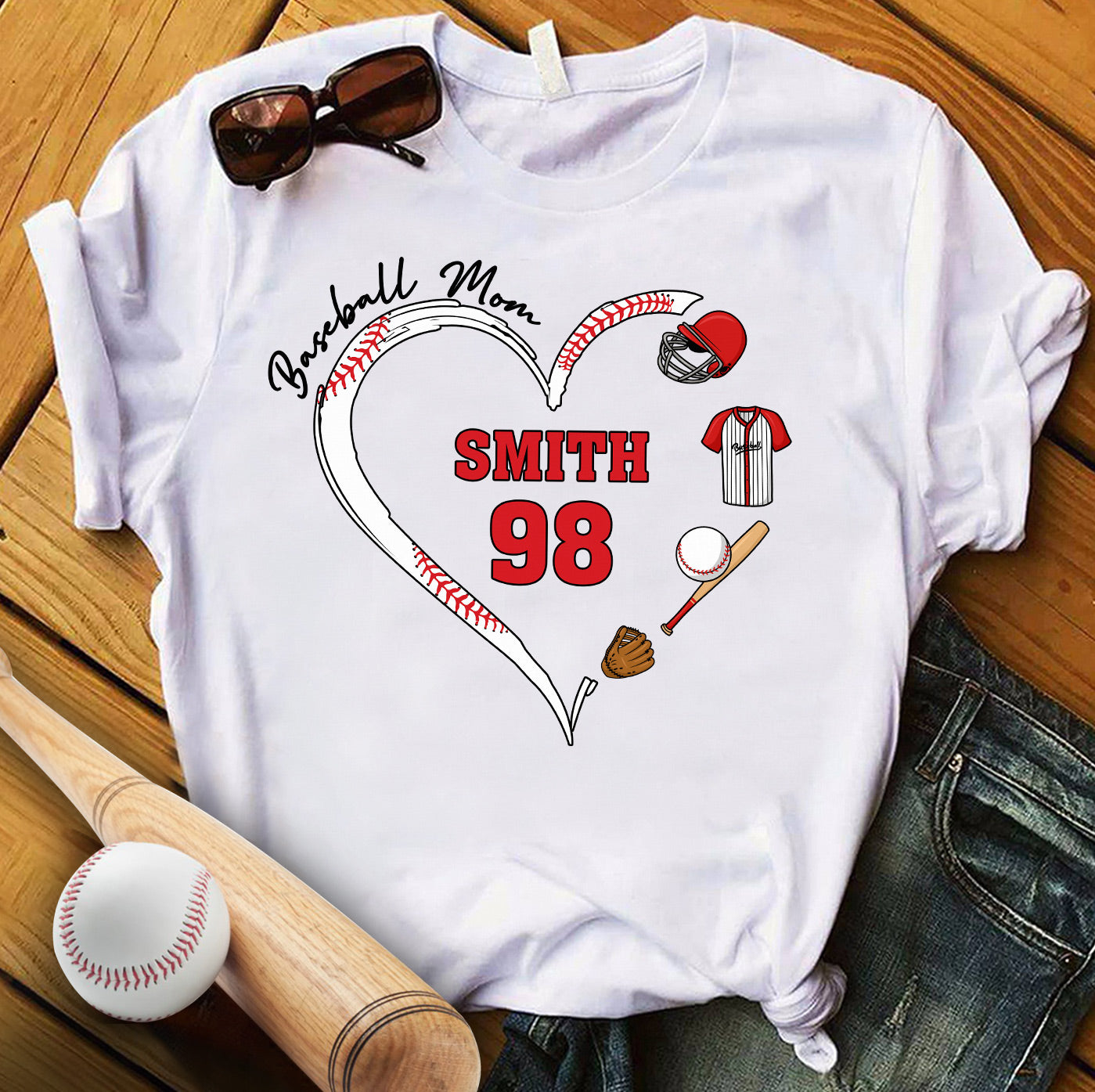 Baseball-Mama – Personalisiertes Baseball-T-Shirt und Hoodie