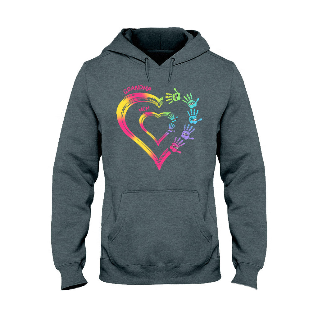 Beliebiger Titel für Mutter und Oma, Doppelherz, bunt - Personalisiertes Oma-T-Shirt und Hoodie