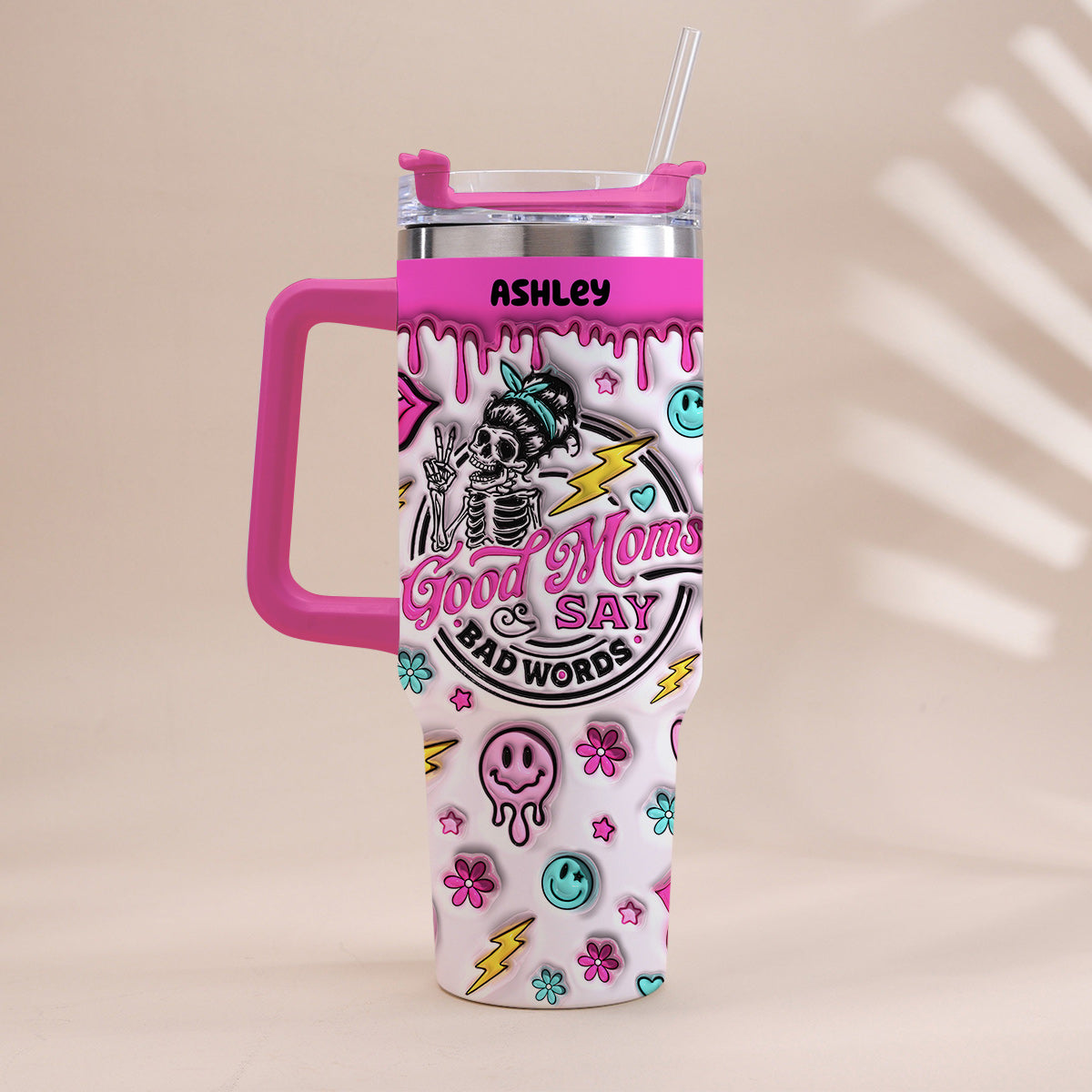 Gute Mama sagt auch mal was – personalisierter Mutter-Trinkbecher mit Henkel