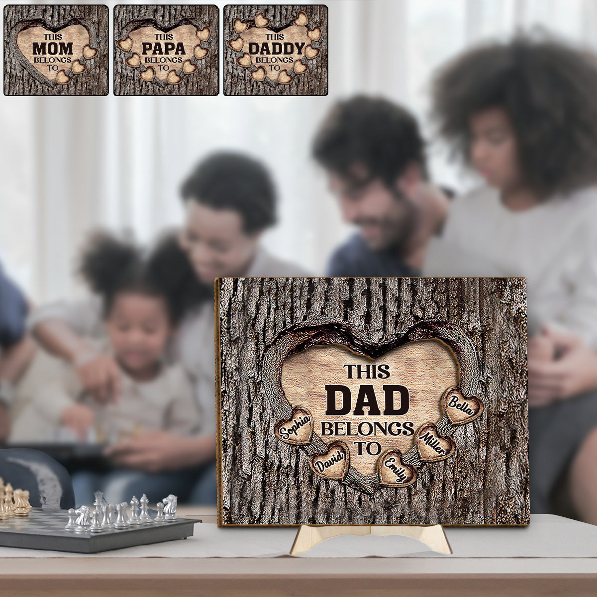This Dad Mom Grandma Grandpa Belongs To Wooden Heart - Personalized Father 2 Layered Wood Sign / Wood Plaque