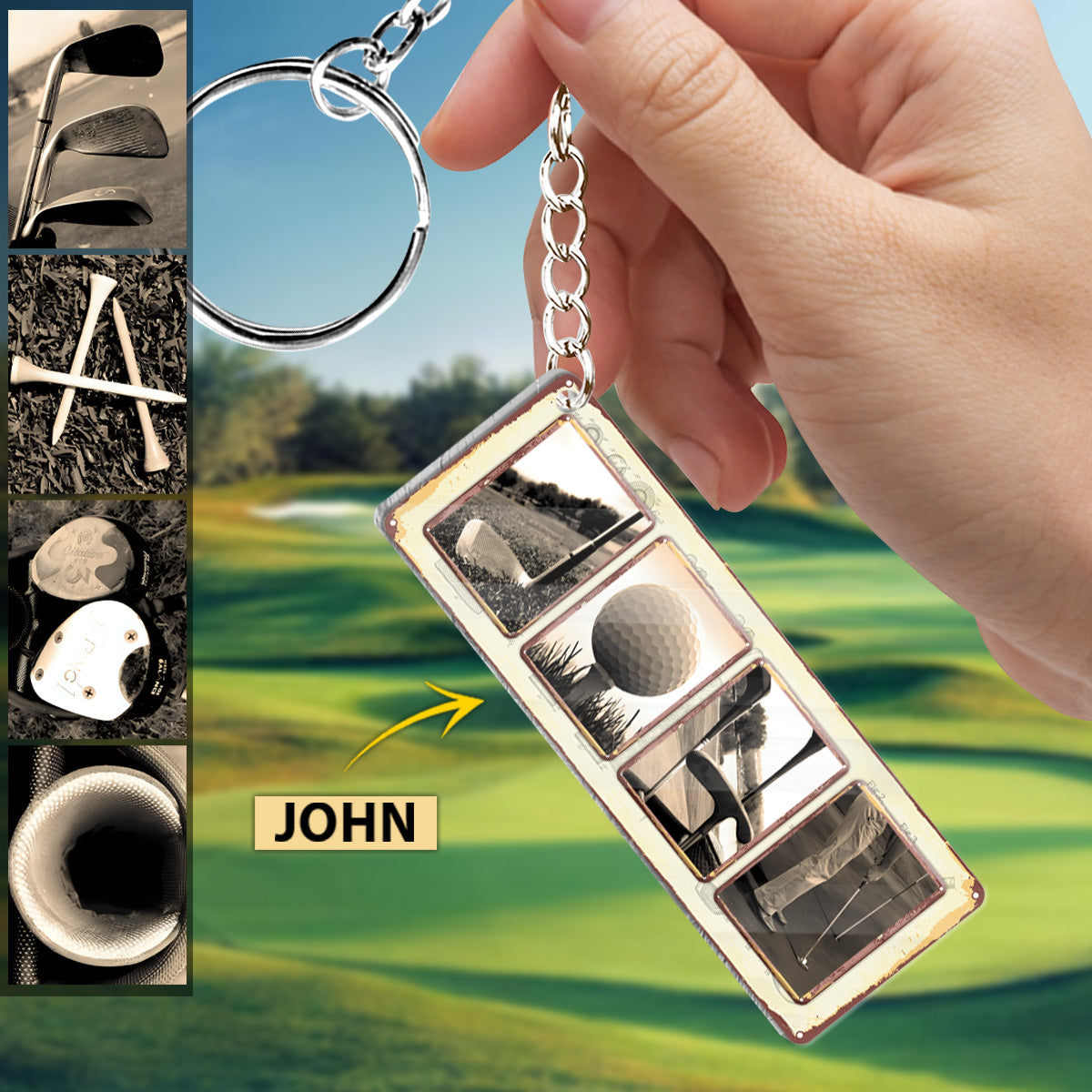Vintage Golf Schlüsselanhänger mit Namensaufdruck – Personalisierter Golf-Schlüsselanhänger