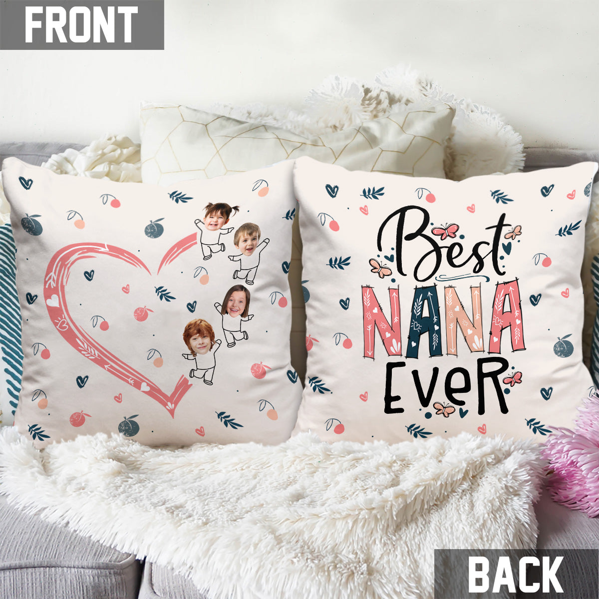 Best Nana Mom Ever Photo Custom - Personalized Grandma Throw Pillow